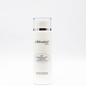 Lait Démaquillant Confort Visage & Cou von Kayi Mitzakoff – milde Reinigungsmilch mit Hamamelis und Allantoin, entfernt Make-up und Schmutz, pflegt und erfrischt empfindliche Haut